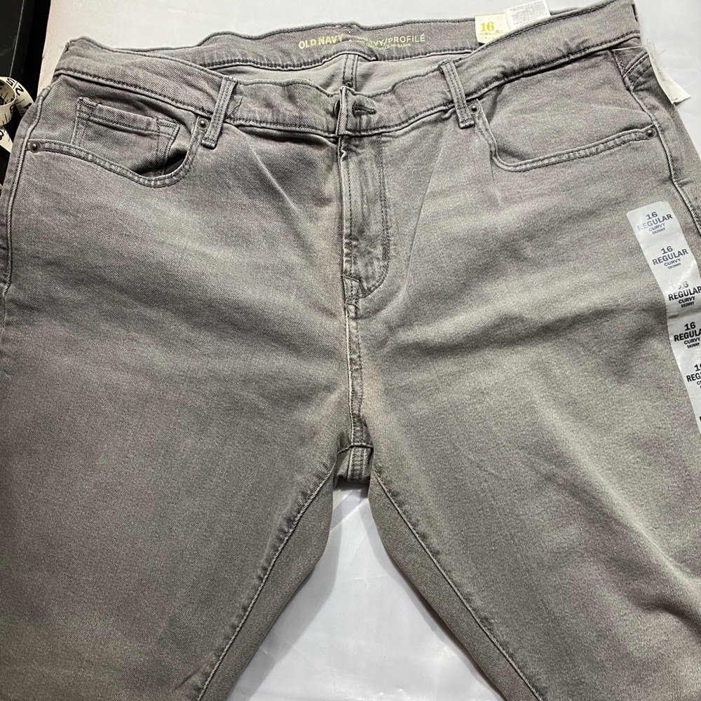 Old Navy Gray Denim Jeans Mid Rise Curvy Skinny Size 16